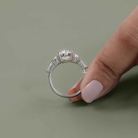 Oval And Half Moon Diamond Five Stone Ring