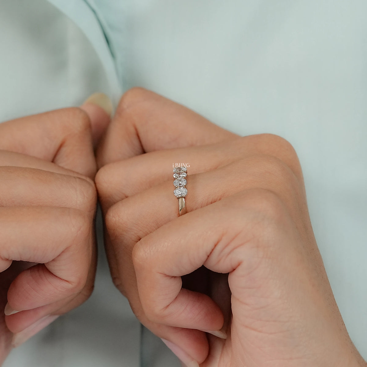 Oval Cut Lab Diamond Half Eternity Wedding Band