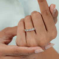 Oval Cut Lab Diamond Half Eternity Wedding Band