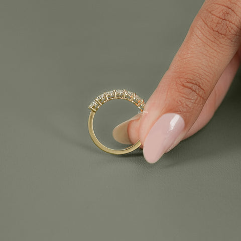 Oval Cut Lab Diamond Half Eternity Wedding Band