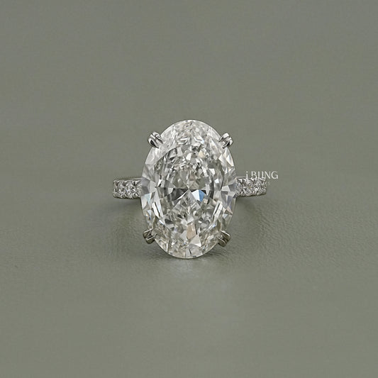 Oval Cut Hidden Halo Accent Diamond Eternity Ring Solitaire Accent Ring