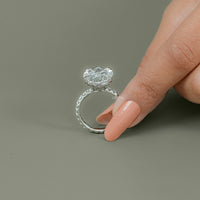 Oval Cut Hidden Halo Accent Diamond Eternity Ring