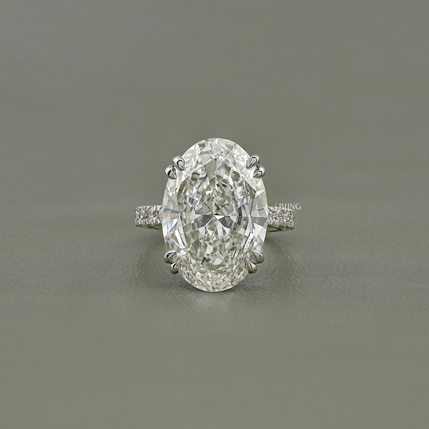 Oval Lab Diamond Accent Set Engagement Ring Solitaire Accent Ring