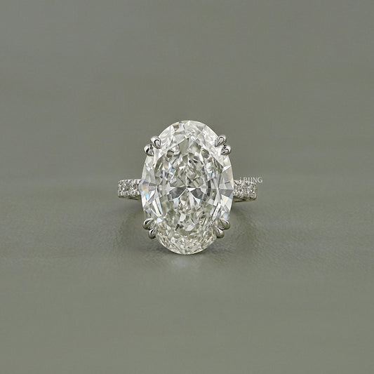 Oval Lab Diamond Accent Set Engagement Ring Solitaire Accent Ring