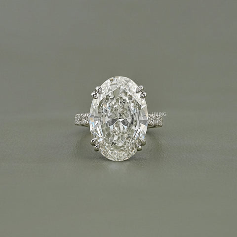 Oval Lab Diamond Accent Set Engagement Ring