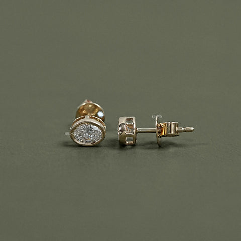 Oval Cut Lab Diamond Bezel Set Stud Earrings