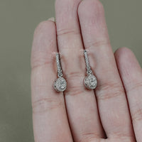 Oval Lab Grown Diamond Halo Drop Earrings