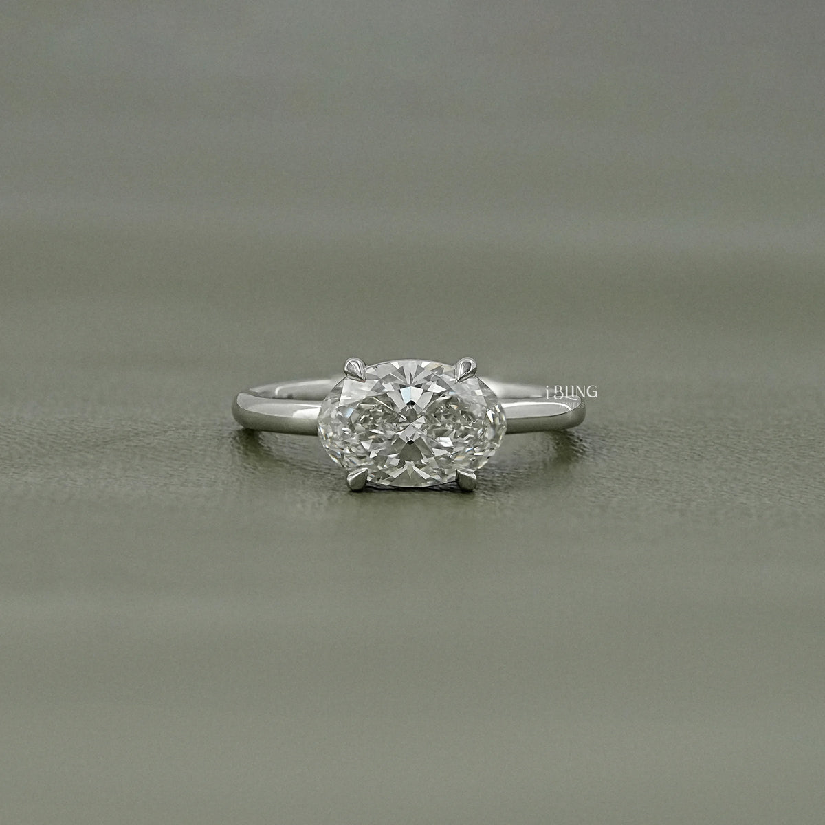 Oval Cut Lab Diamond Solitaire East West Ring Solitaire Ring