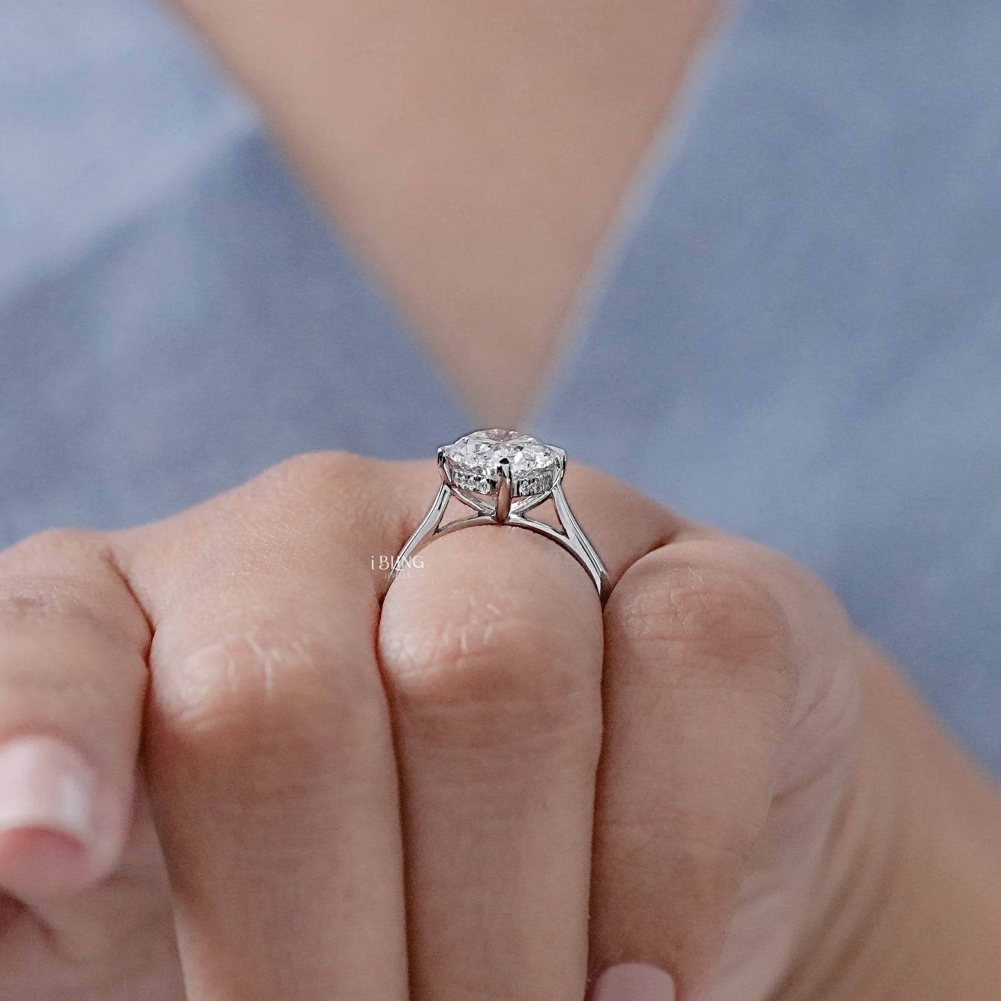 Oval Cut Hidden Halo Solitaire Engagement Ring