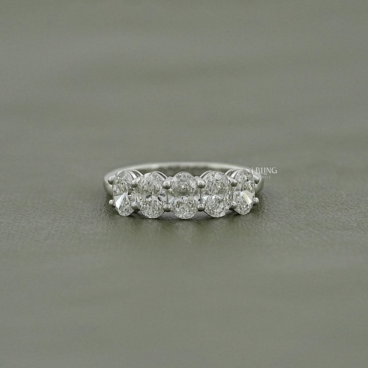 Oval Cut Lab Diamond Five Stone Ring Band