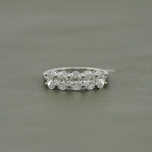 Oval Cut Lab Diamond Five Stone Ring Band