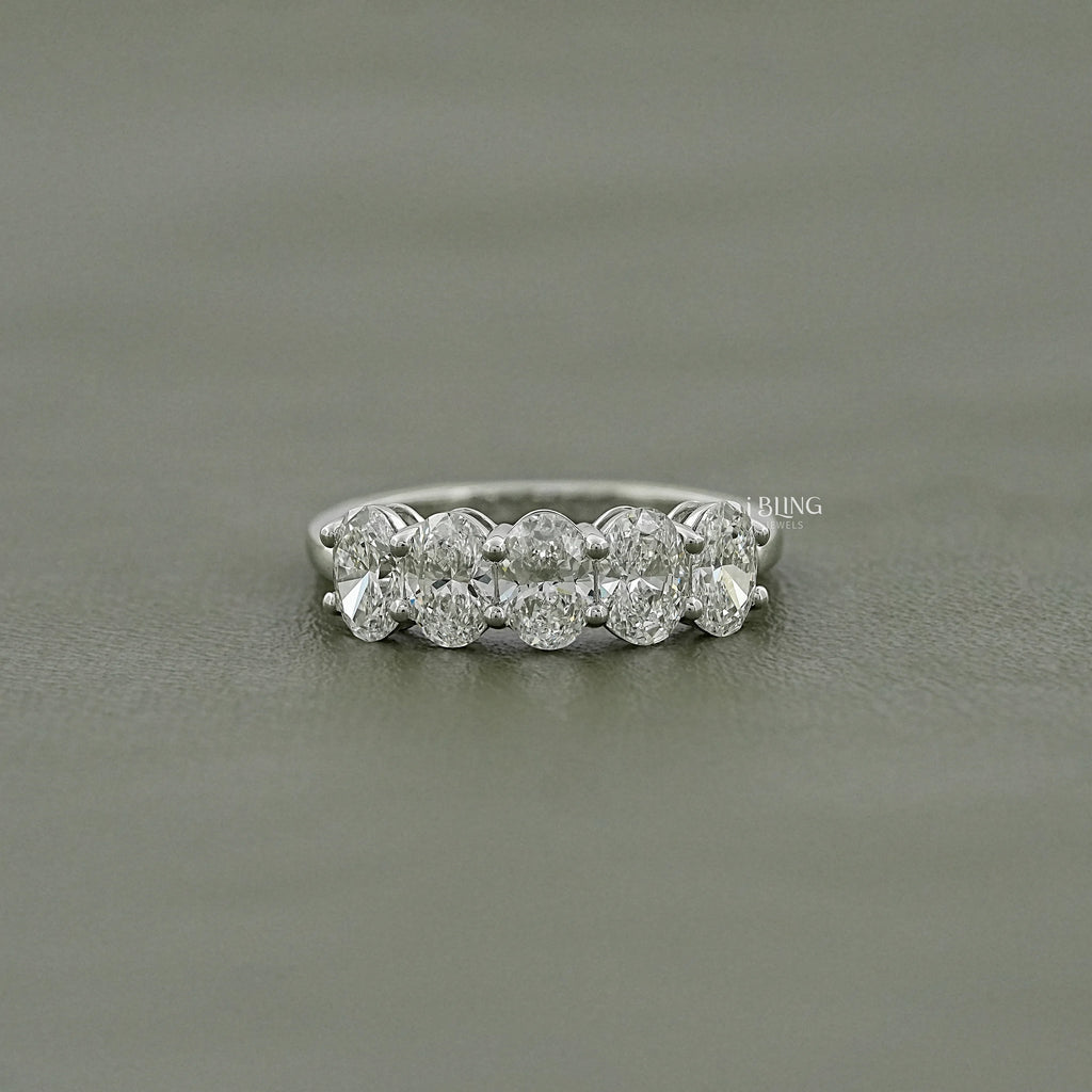 Oval Cut Lab Diamond Five Stone Ring