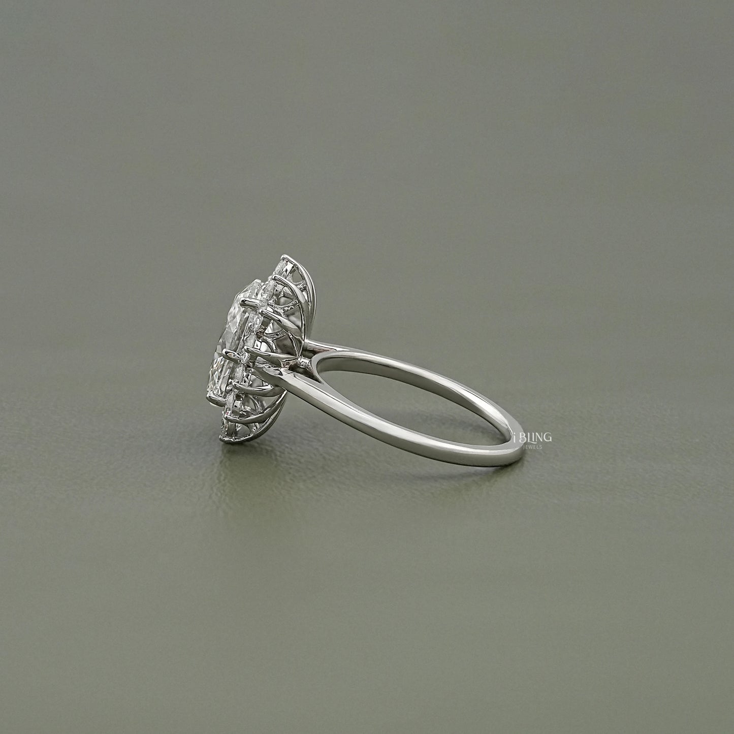 Oval Diamond Halo Solitaire Engagement Ring Solitaire Ring