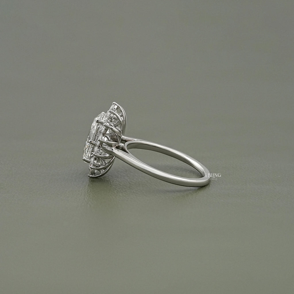Oval Diamond Halo Solitaire Engagement Ring