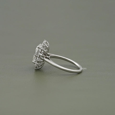 Oval Diamond Halo Solitaire Engagement Ring