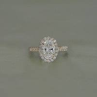 Oval Cut Lab Diamond Halo Accent Engagement Ring