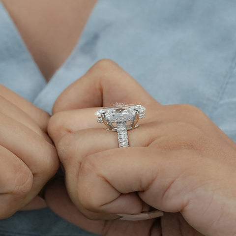Oval Diamond Hidden Halo Pave Ring