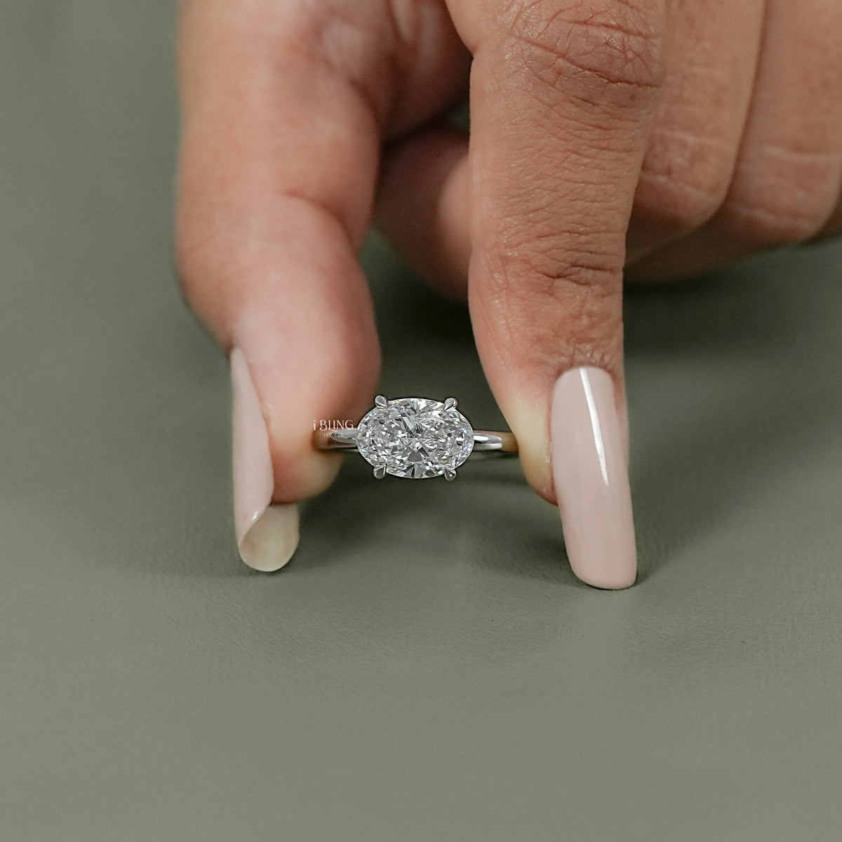 Oval Cut Lab Diamond Solitaire East West Ring Solitaire Ring
