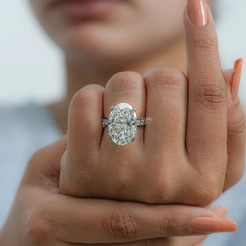 Oval Cut Hidden Halo Accent Diamond Eternity Ring