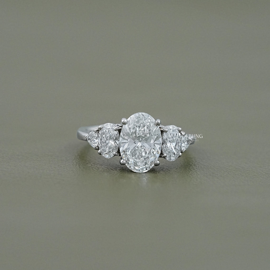 Oval Cut Lab Grown Five Stone Staking Ring