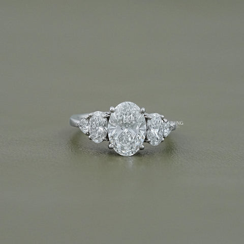 Oval Cut Lab Grown Five Stone Staking Ring