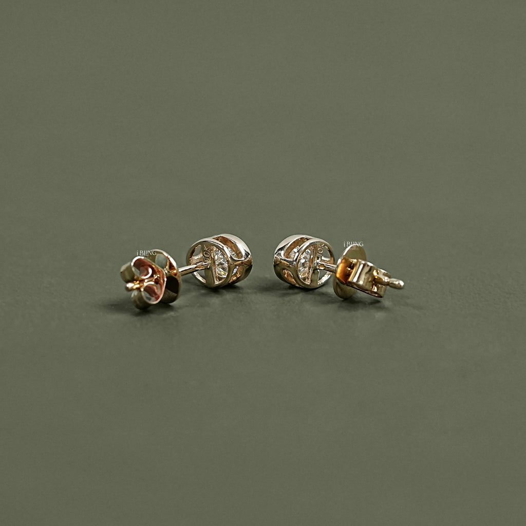 Oval Cut Lab Diamond Bezel Set Stud Earrings