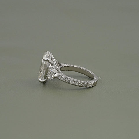 Oval Cut Three Stone Accent Diamond Ring