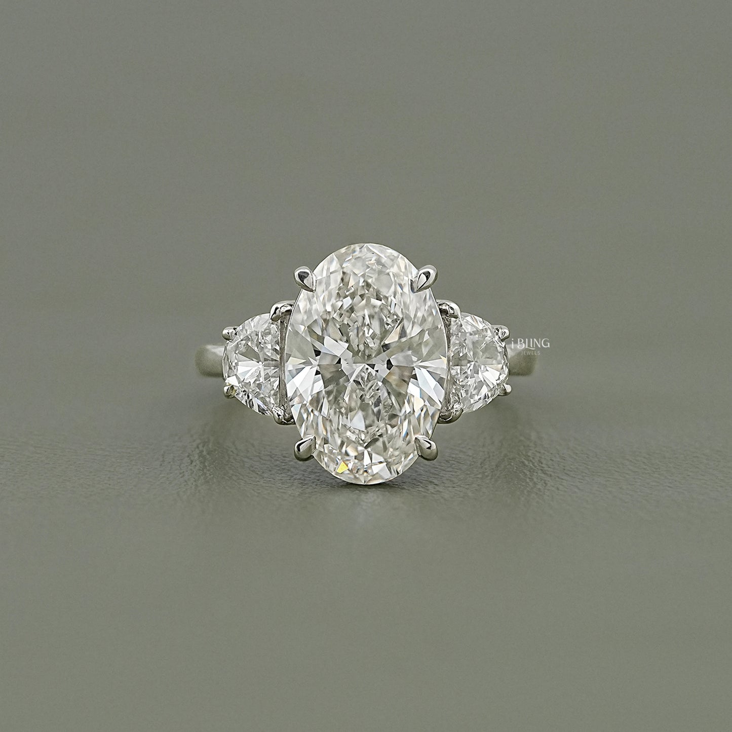 Oval Lab Grown Diamond Three Stone Ring Solitaire Ring