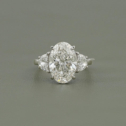 Oval Lab Grown Diamond Three Stone Ring Solitaire Ring