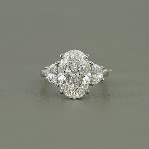 Oval Lab Grown Diamond Three Stone Ring