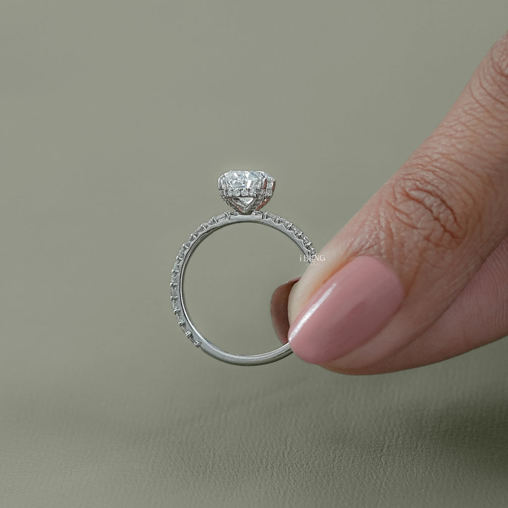 Oval Lab Grown Diamond Solitaire Accent Ring