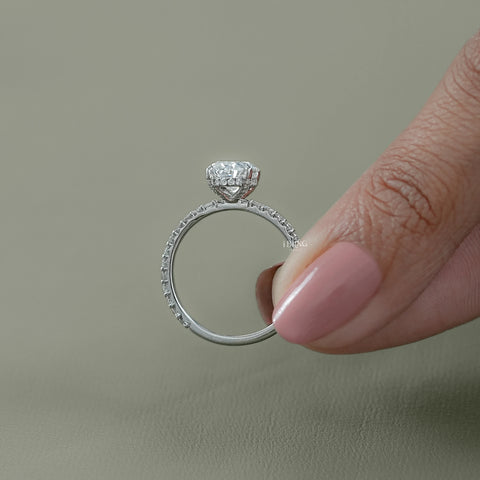 Oval Lab Grown Diamond Solitaire Accent Ring