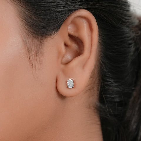 Oval Cut Lab Diamond Screw Back Stud Earrings
