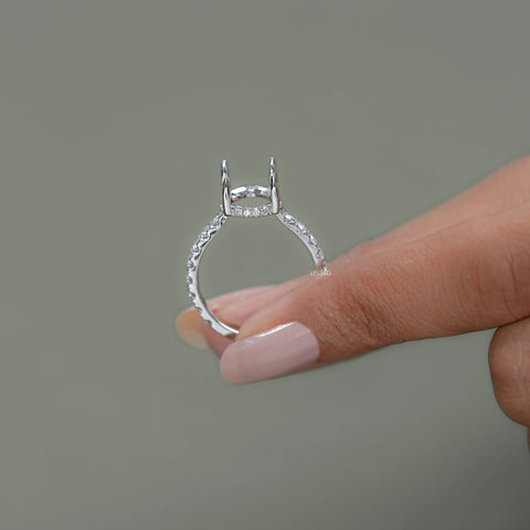 Oval Shape Semi Mount Lab Diamond Engagement Ring