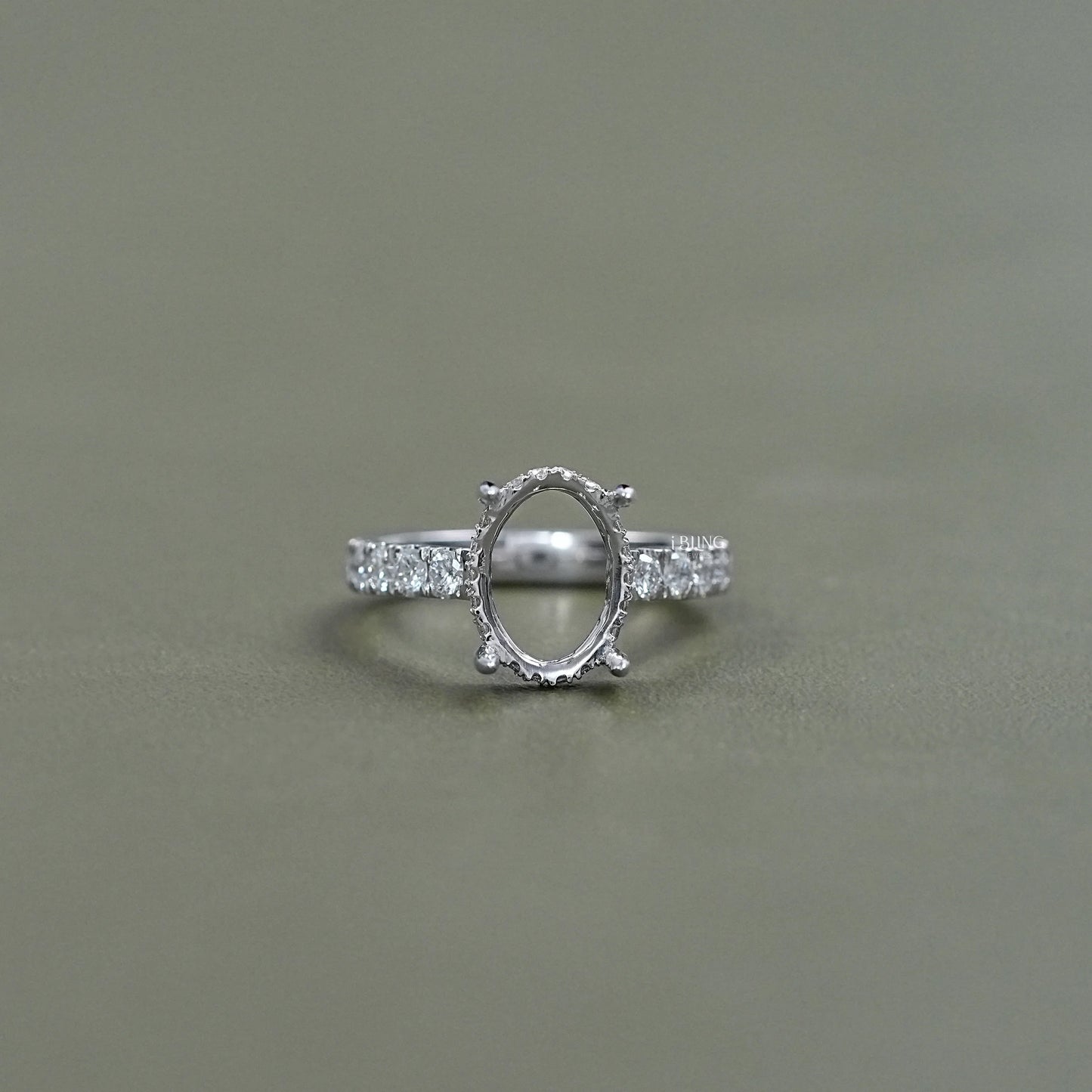Oval Shape Semi Mount Lab Diamond Engagement Ring