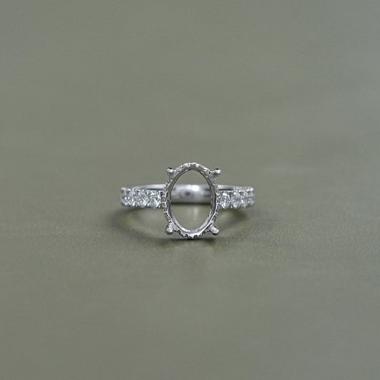 Oval Shape Semi Mount Lab Diamond Engagement Ring Solitaire Ring