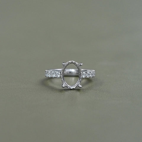 Oval Shape Semi Mount Lab Diamond Engagement Ring