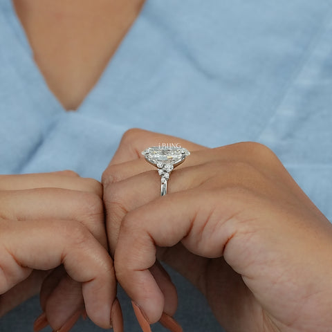 Oval Diamond Solitaire Accent Engagement Ring