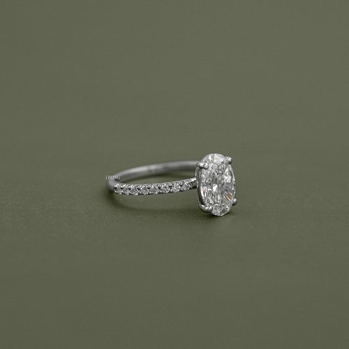 Oval Cut Lab Diamond Solitaire Accent Ring