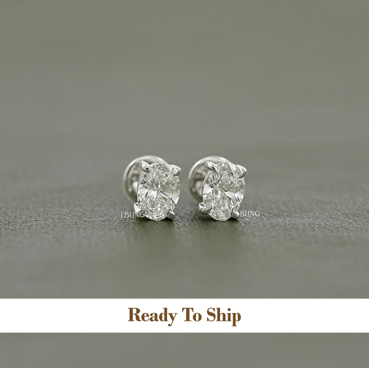 Oval Cut Lab Diamond Screw Back Stud Earrings