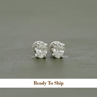 Oval Cut Lab Diamond Screw Back Stud Earrings