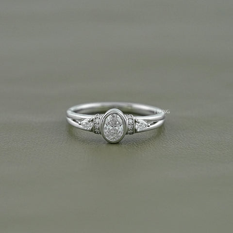 Oval Cut Lab Grown Diamond Three Stone Ring