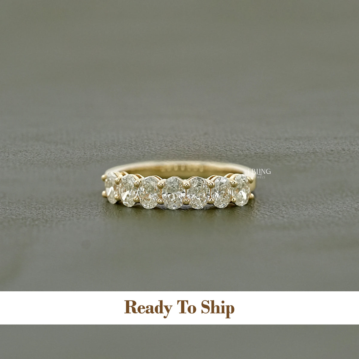 Oval Cut Lab Diamond Half Eternity Wedding Band