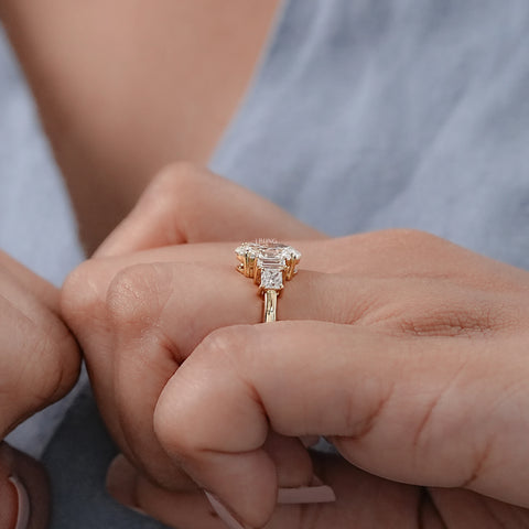 Oval Lab Diamond Staking Five Stone Ring