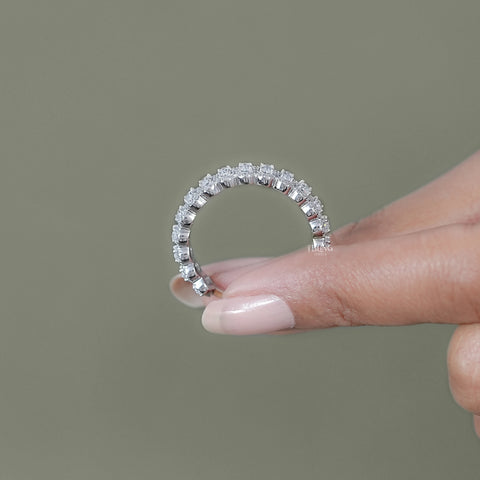 Oval Cut Lab Grown Diamond Halo Half Eternity Wedding Band
