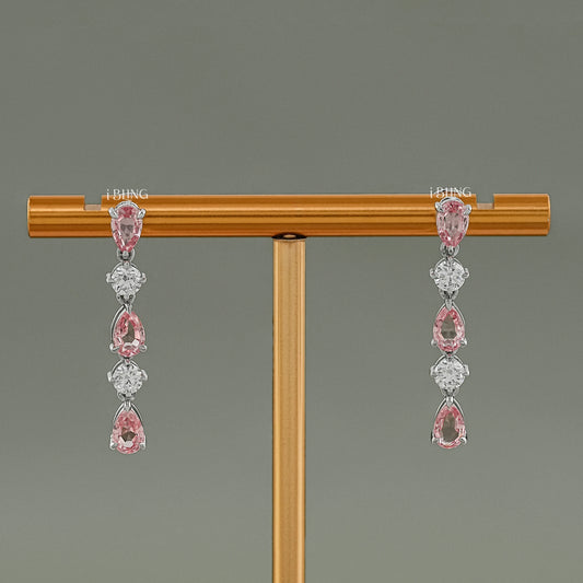 Padparadscha Pink Pear Cut Dangle Earrings Dangle & Drops