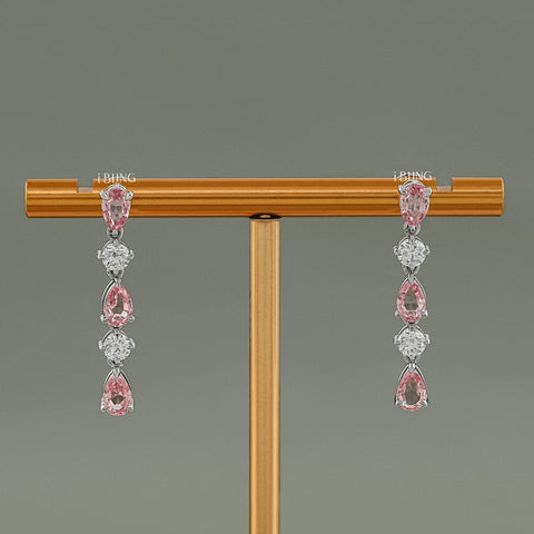 Padparadscha Pink Pear Cut Dangle Earrings