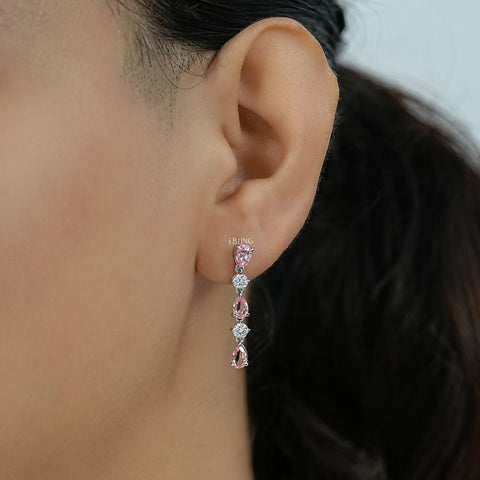 Padparadscha Pink Pear Cut Dangle Earrings