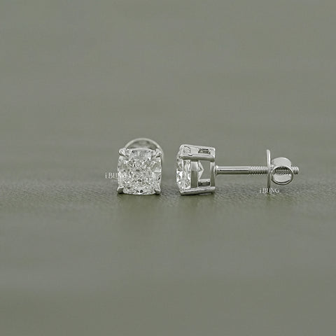Cushion Cut Lab Diamond Push Back Stud Earrings