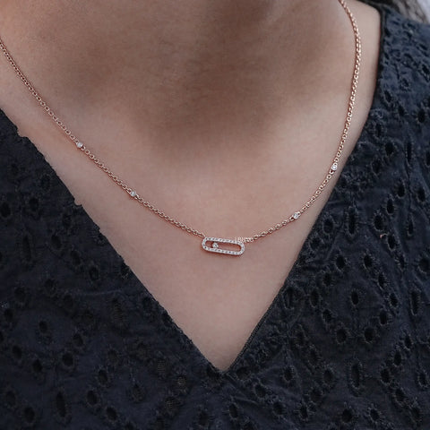 Lab Grown Diamond Paper Clip Necklace